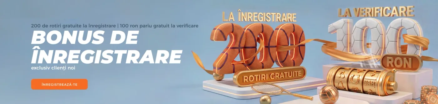 TotoGaming – bonus de înregistrare: 200 de rotiri gratuite la înregistrare și 100 RON pariu gratuit la verificare, pentru clienți noi